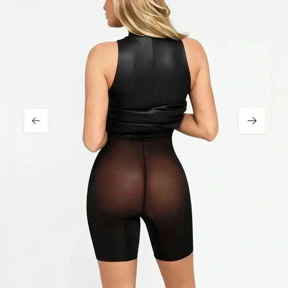 POPILUSH Shapewear Dress Leather Mock Neck Midi - NWT - Picture 6 of 11